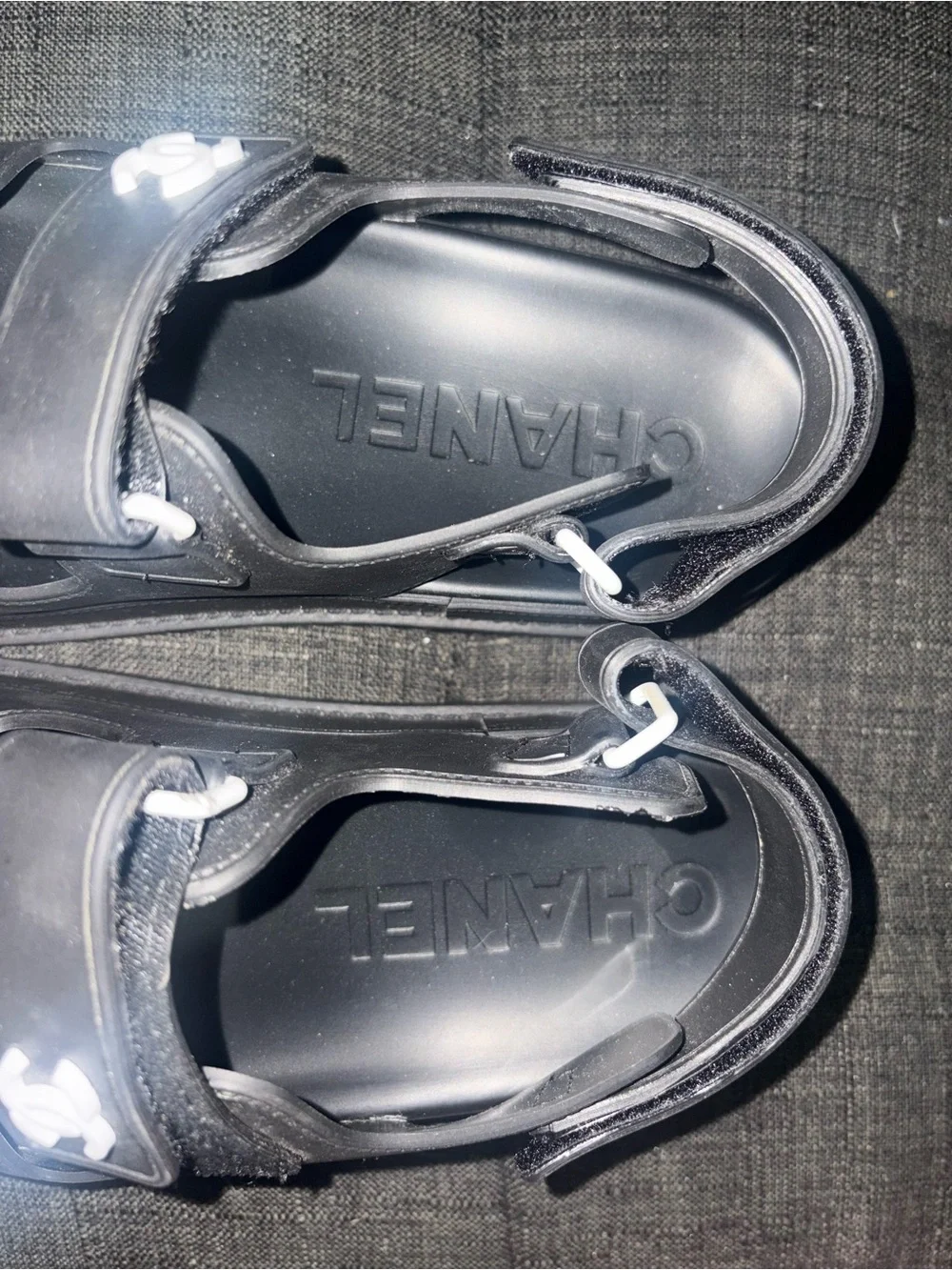 CHANEL black dad Strap Sandals